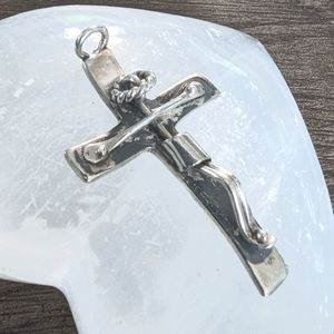 Vintage Sterling Silver Signed Taxco Brutalist Crucifix